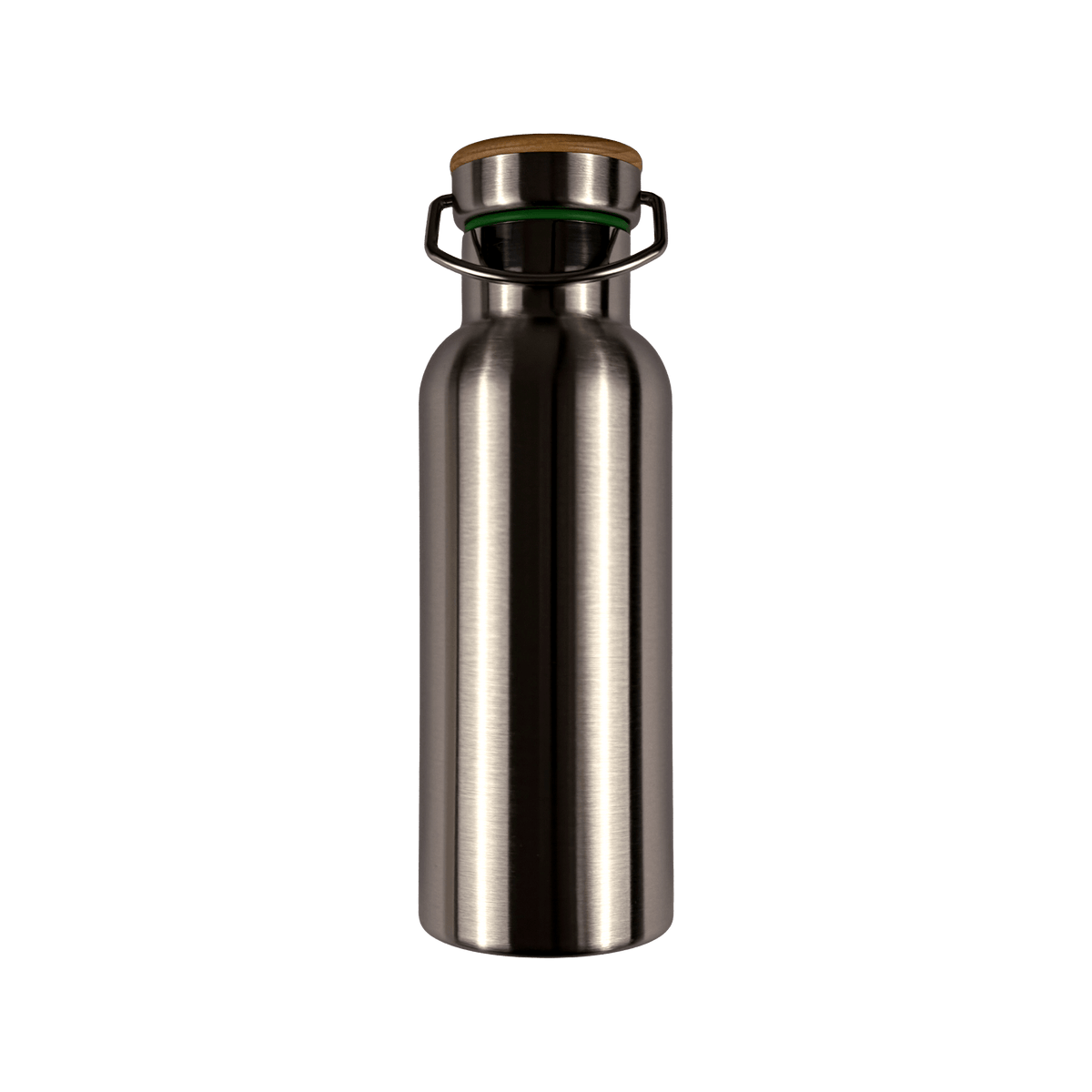 Trinkflasche aus Edelstahl mit Buchenholzdeckel