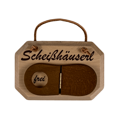 WC-Schild „Scheißhäuserl" mit umklappbarem Klodeckel