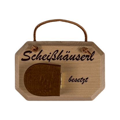WC-Schild „Scheißhäuserl" mit umklappbarem Klodeckel